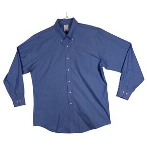Brooks Brothers 1818 Regent Dress Shirt Mens 17 4/5 Blue Non-Iron Cotton Polo